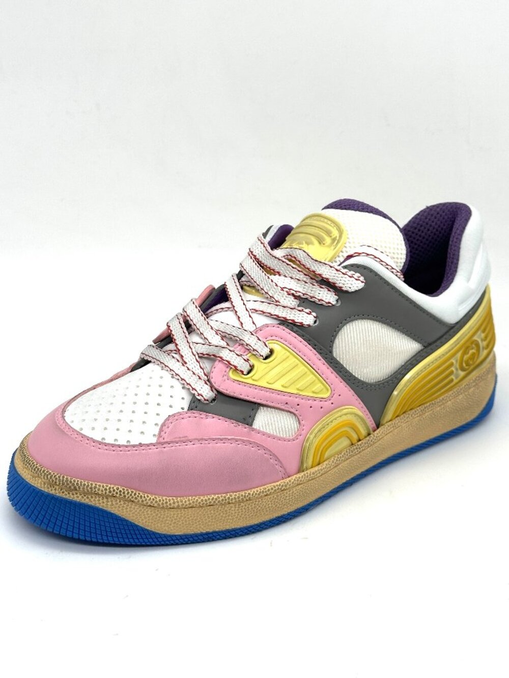 Gucci Basket GG Logo Low Top Flat Leather Sneakers Trainers